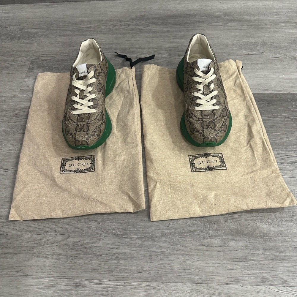 Gucci Men's Signature Brown and Green Sneakers